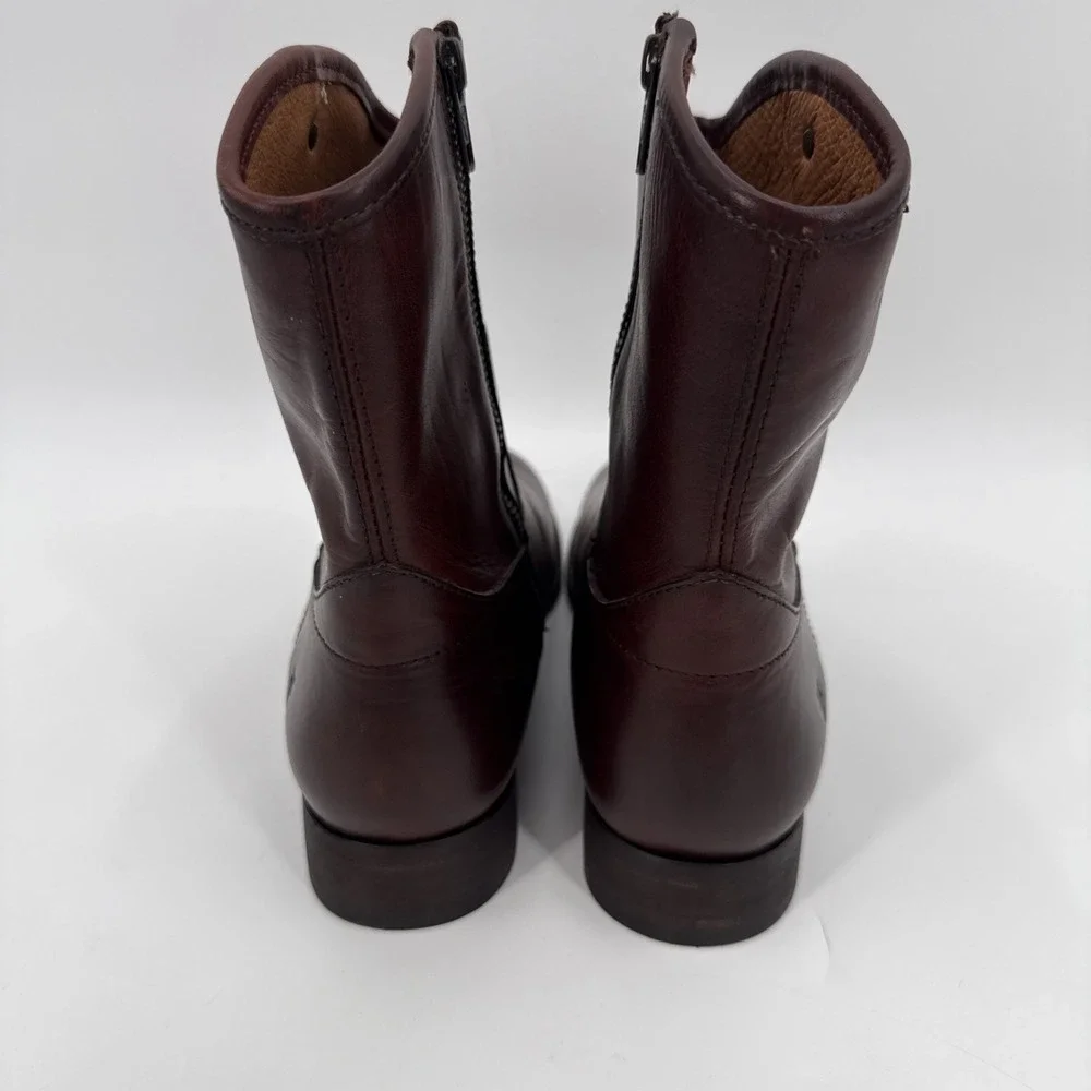 Frye Womens Cognac Melissa Button 2 Short Leather Ankle Boots Size 11B Western